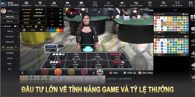 Sảnh game có sự đầu tư lớn về tính năng game và tỷ lệ thưởng 